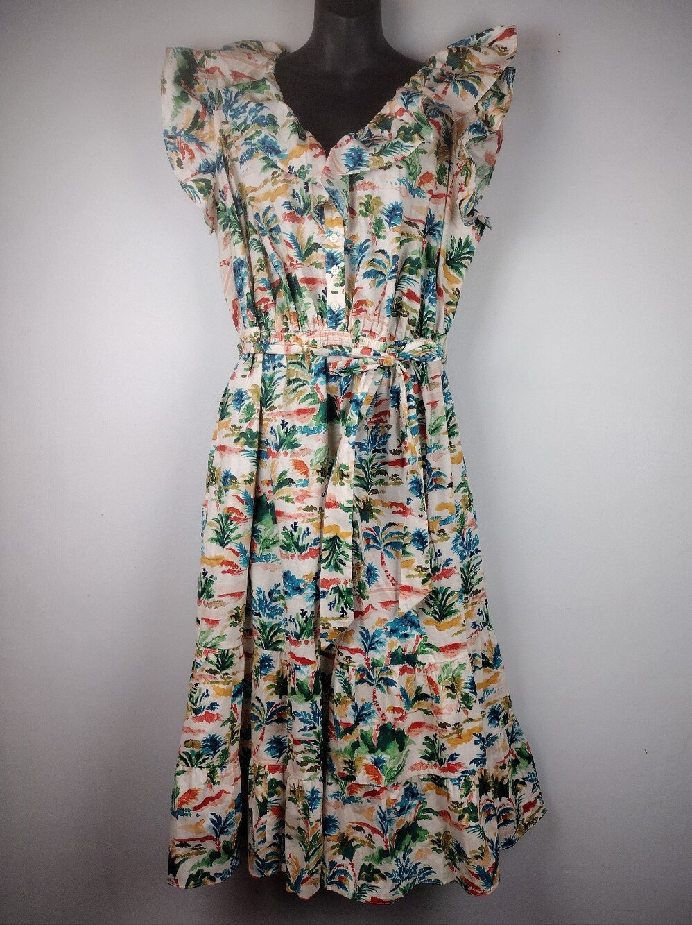 Donna Morgan Floral Tropical Island Fit N Flare Maxi Dress women's size 16W